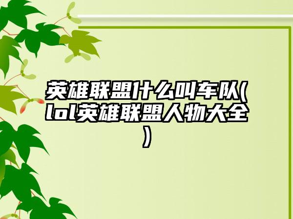 英雄联盟什么叫车队(lol英雄联盟人物大全)