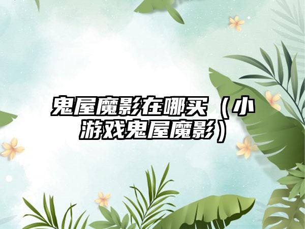 鬼屋魔影在哪买（小游戏鬼屋魔影）