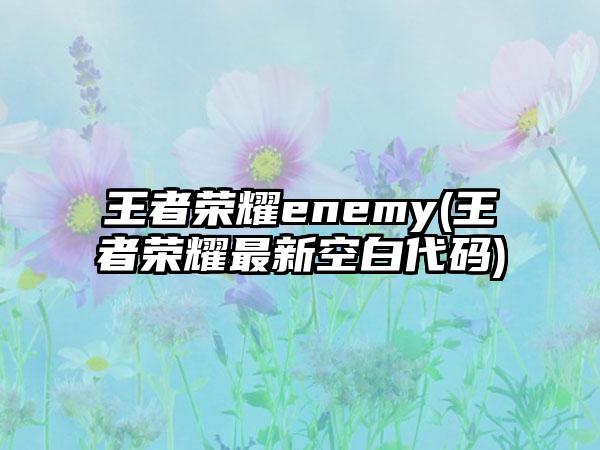 王者荣耀enemy(王者荣耀最新空白代码)