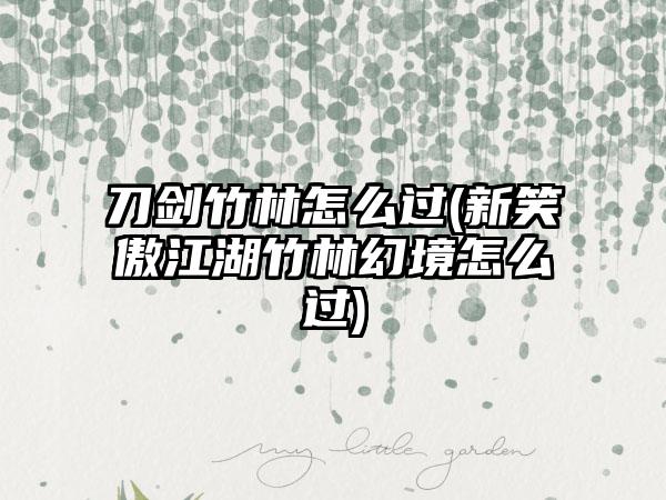 刀剑竹林怎么过(新笑傲江湖竹林幻境怎么过)