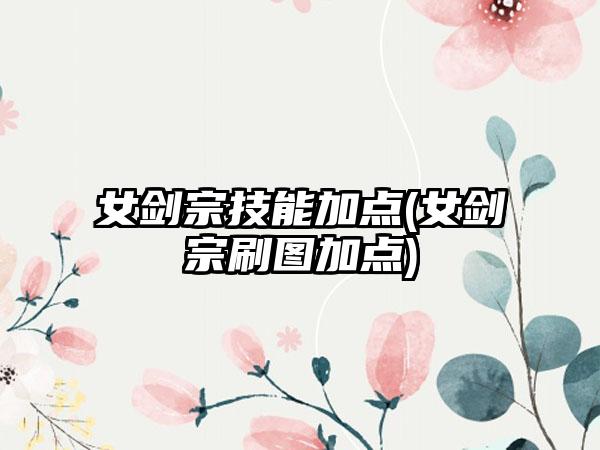 女剑宗技能加点(女剑宗刷图加点)