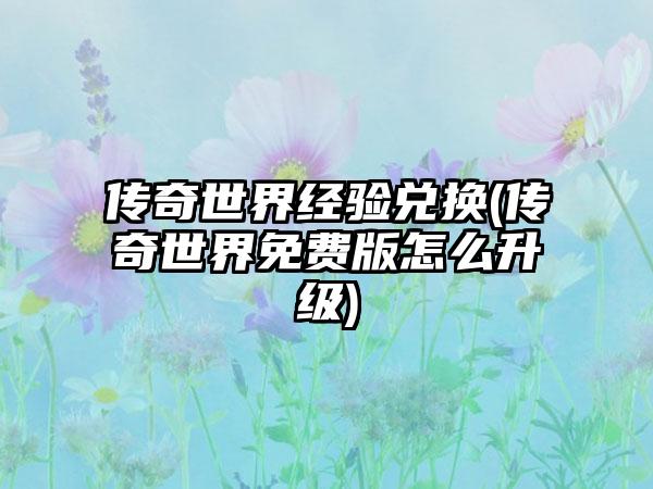 传奇世界经验兑换(传奇世界免费版怎么升级)