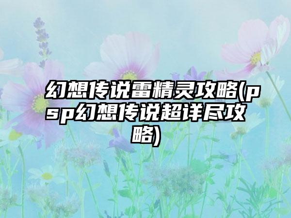 幻想传说雷精灵攻略(psp幻想传说超详尽攻略)
