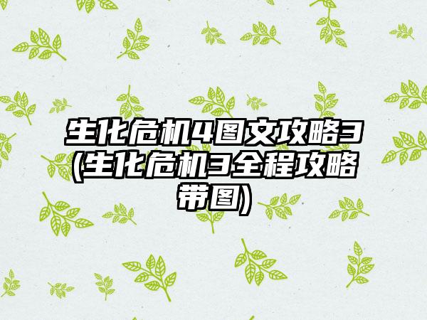 生化危机4图文攻略3(生化危机3全程攻略带图)