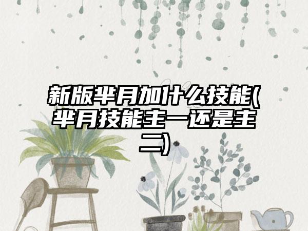 新版芈月加什么技能(芈月技能主一还是主二)