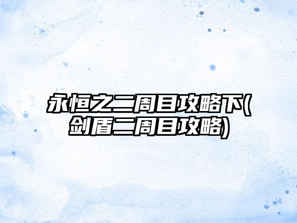 永恒之二周目攻略下(剑盾二周目攻略)