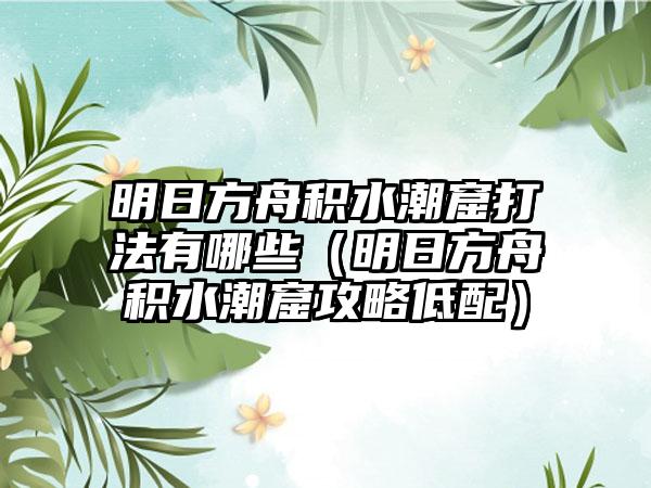 明日方舟积水潮窟打法有哪些（明日方舟积水潮窟攻略低配）