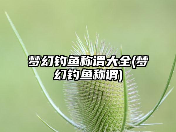 梦幻钓鱼称谓大全(梦幻钓鱼称谓)