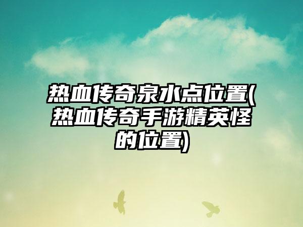 热血传奇泉水点位置(热血传奇手游精英怪的位置)