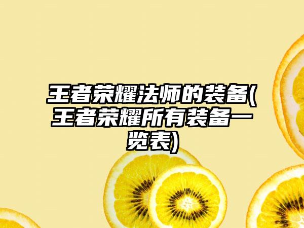 王者荣耀法师的装备(王者荣耀所有装备一览表)