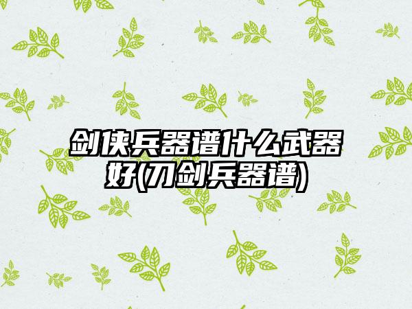 剑侠兵器谱什么武器好(刀剑兵器谱)