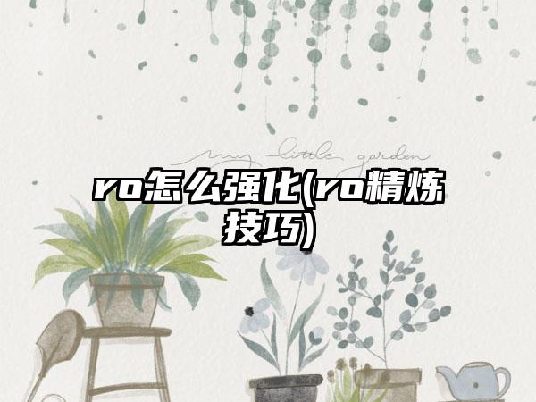ro怎么强化(ro精炼技巧)
