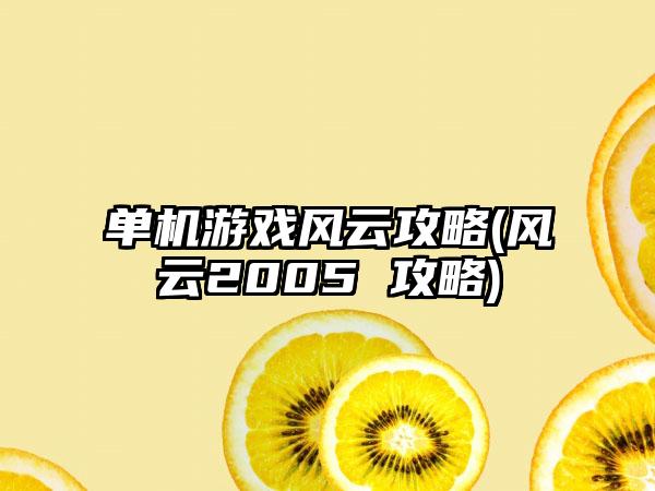 单机游戏风云攻略(风云2005 攻略)
