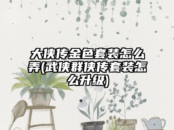 大侠传金色套装怎么弄(武侠群侠传套装怎么升级)