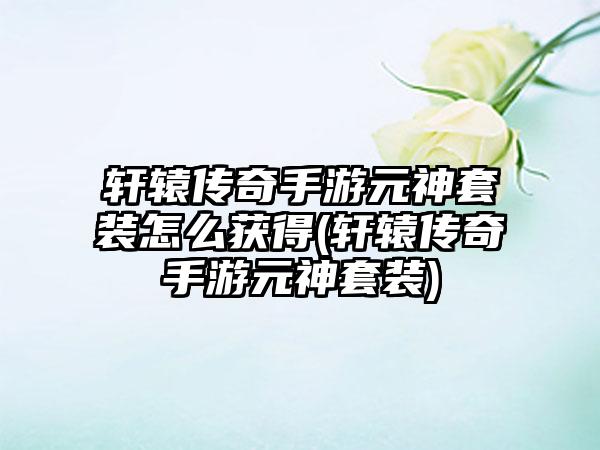 轩辕传奇手游元神套装怎么获得(轩辕传奇手游元神套装)