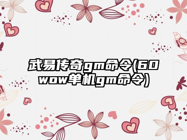 武易传奇gm命令(60wow单机gm命令)