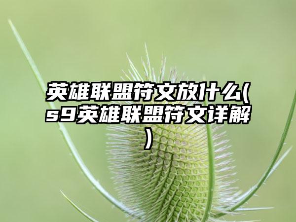 英雄联盟符文放什么(s9英雄联盟符文详解)