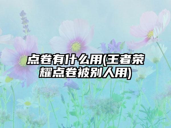 点卷有什么用(王者荣耀点卷被别人用)