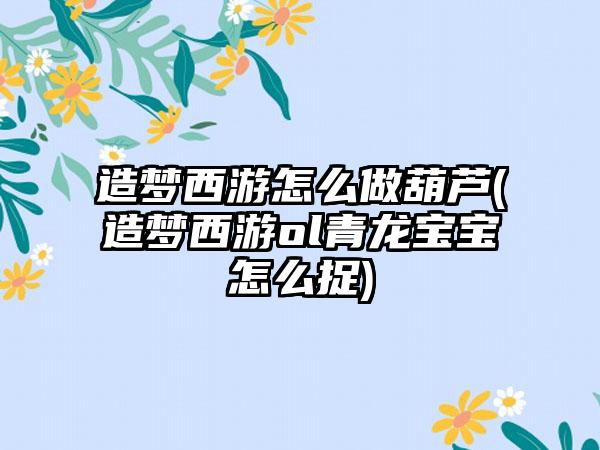 造梦西游怎么做葫芦(造梦西游ol青龙宝宝怎么捉)
