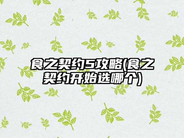 食之契约5攻略(食之契约开始选哪个)