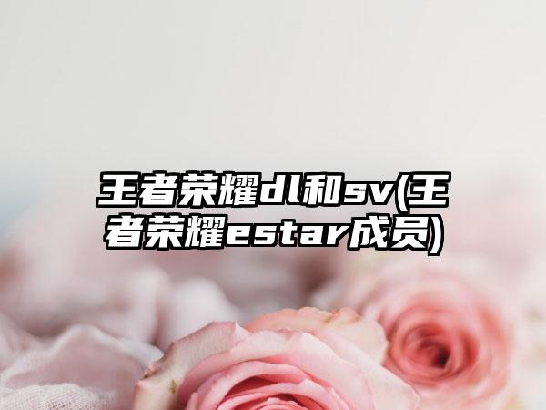 王者荣耀dl和sv(王者荣耀estar成员)