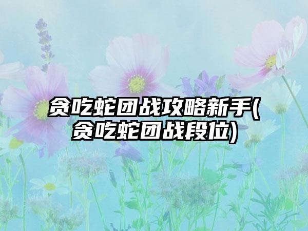 贪吃蛇团战攻略新手(贪吃蛇团战段位)