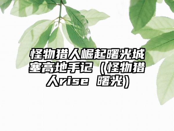 怪物猎人崛起曙光城塞高地手记（怪物猎人rise 曙光）