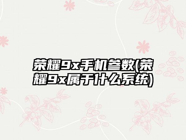 荣耀9x手机参数(荣耀9x属于什么系统)