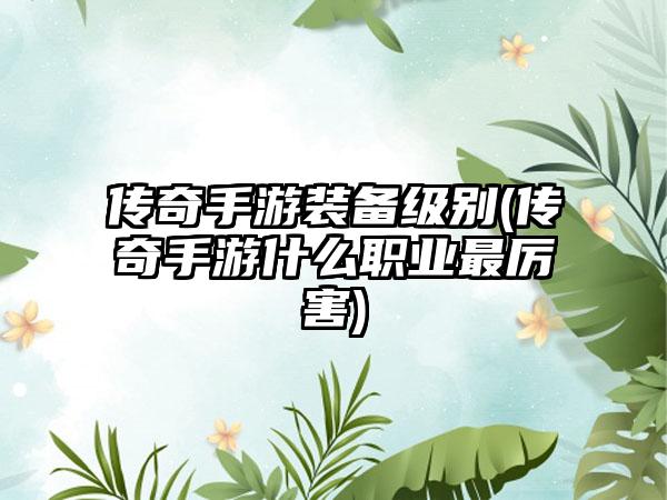 传奇手游装备级别(传奇手游什么职业最厉害)