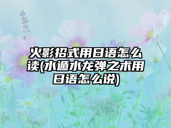 火影招式用日语怎么读(水遁水龙弹之术用日语怎么说)
