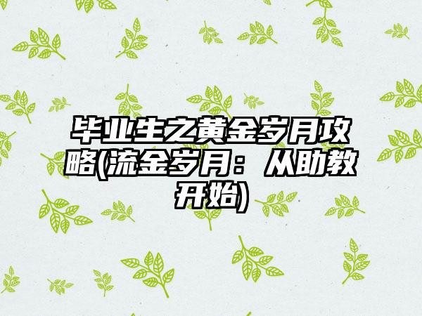 毕业生之黄金岁月攻略(流金岁月：从助教开始)