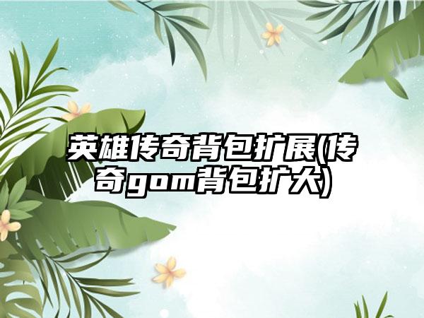 英雄传奇背包扩展(传奇gom背包扩大)