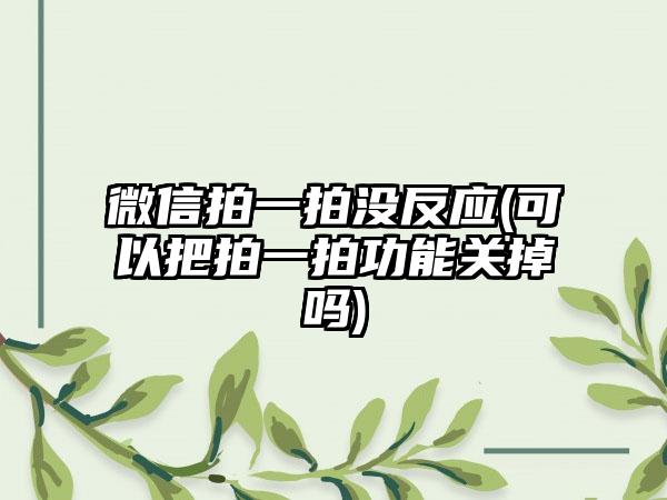 微信拍一拍没反应(可以把拍一拍功能关掉吗)