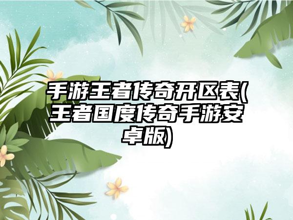 手游王者传奇开区表(王者国度传奇手游安卓版)