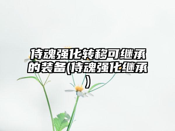 侍魂强化转移可继承的装备(侍魂强化继承)