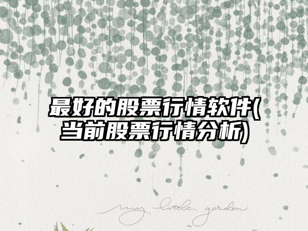 最好的股票行情软件(当前股票行情分析)