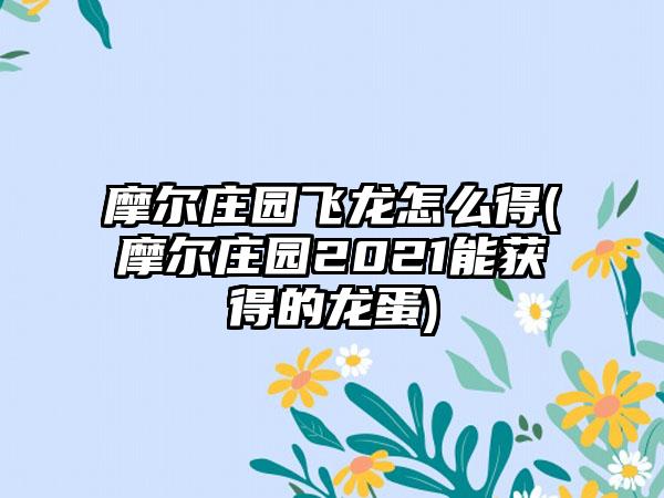 摩尔庄园飞龙怎么得(摩尔庄园2021能获得的龙蛋)
