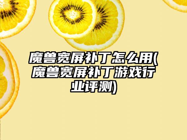 魔兽宽屏补丁怎么用(魔兽宽屏补丁游戏行业评测)