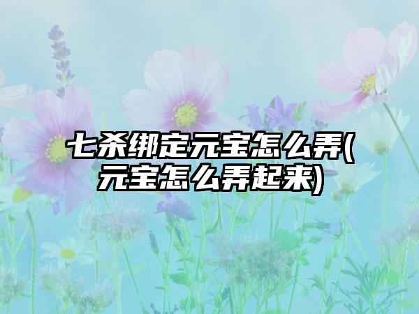 七杀绑定元宝怎么弄(元宝怎么弄起来)