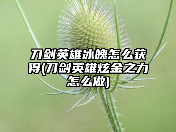 刀剑英雄冰魄怎么获得(刀剑英雄炫金之力怎么做)
