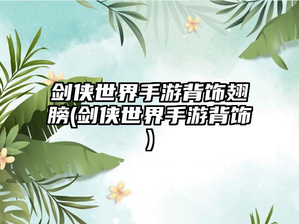 剑侠世界手游背饰翅膀(剑侠世界手游背饰)