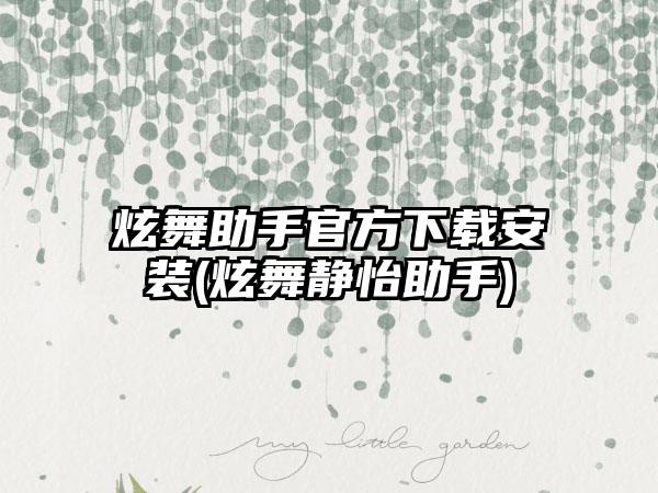 炫舞助手官方下载安装(炫舞静怡助手)