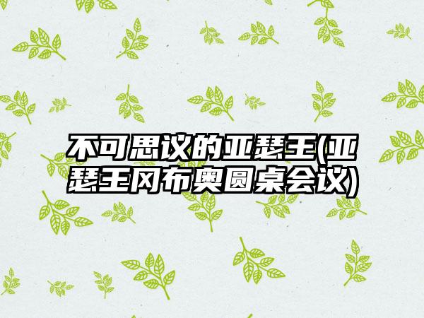 不可思议的亚瑟王(亚瑟王冈布奥圆桌会议)