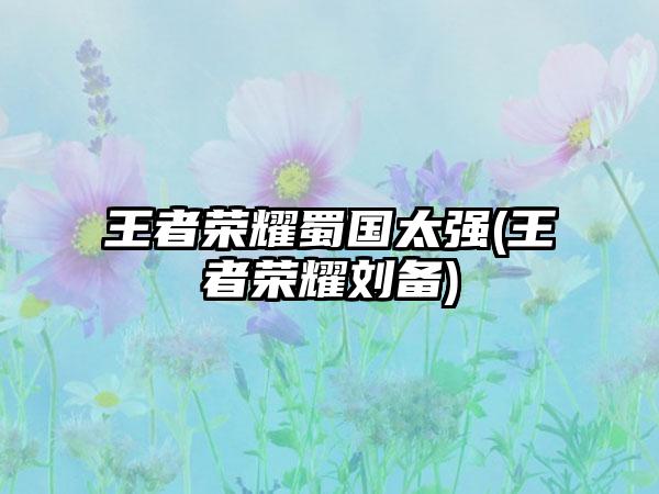 王者荣耀蜀国太强(王者荣耀刘备)