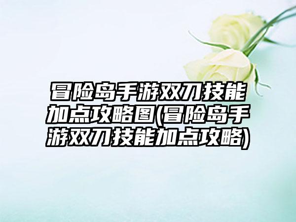 冒险岛手游双刀技能加点攻略图(冒险岛手游双刀技能加点攻略)