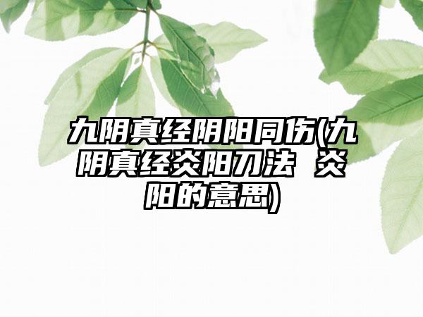 九阴真经阴阳同伤(九阴真经炎阳刀法 炎阳的意思)