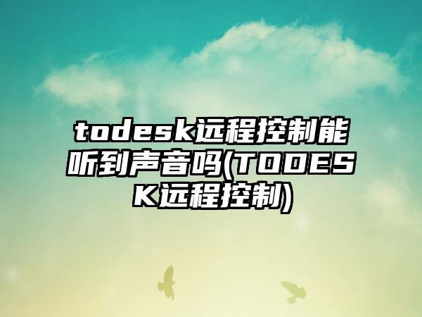 todesk远程控制能听到声音吗(TODESK远程控制)