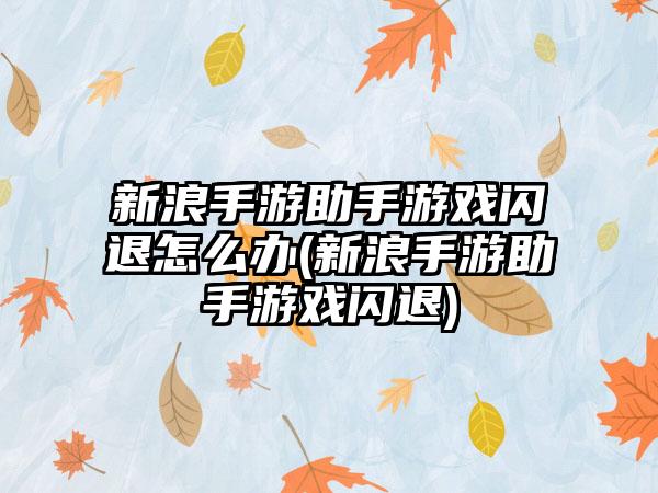 新浪手游助手游戏闪退怎么办(新浪手游助手游戏闪退)