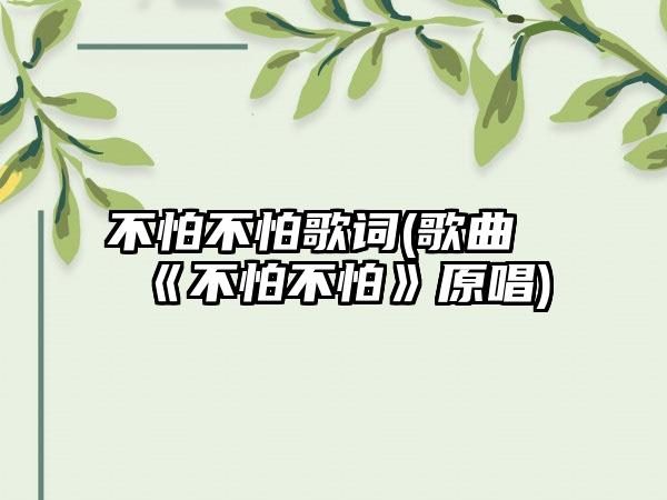 不怕不怕歌词(歌曲《不怕不怕》原唱)