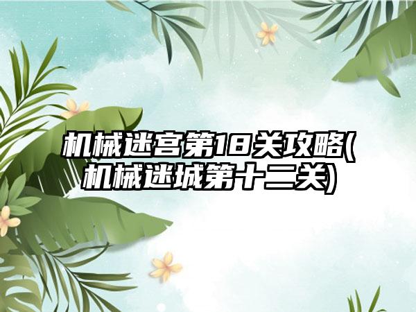 机械迷宫第18关攻略(机械迷城第十二关)